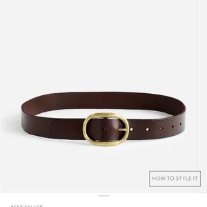 Madewell Cognac Leather Belt with Brass Buckle